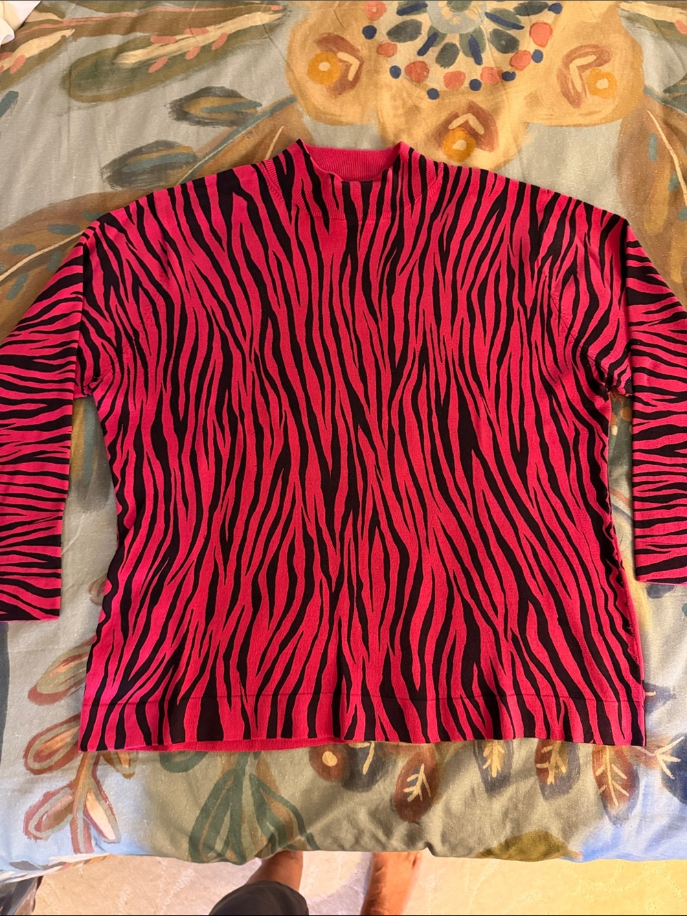 Bold Pink Zebra-Print Vintage Stretchy Women's Top